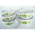 enamel dinnerware sets with glass lid & bakelite knob